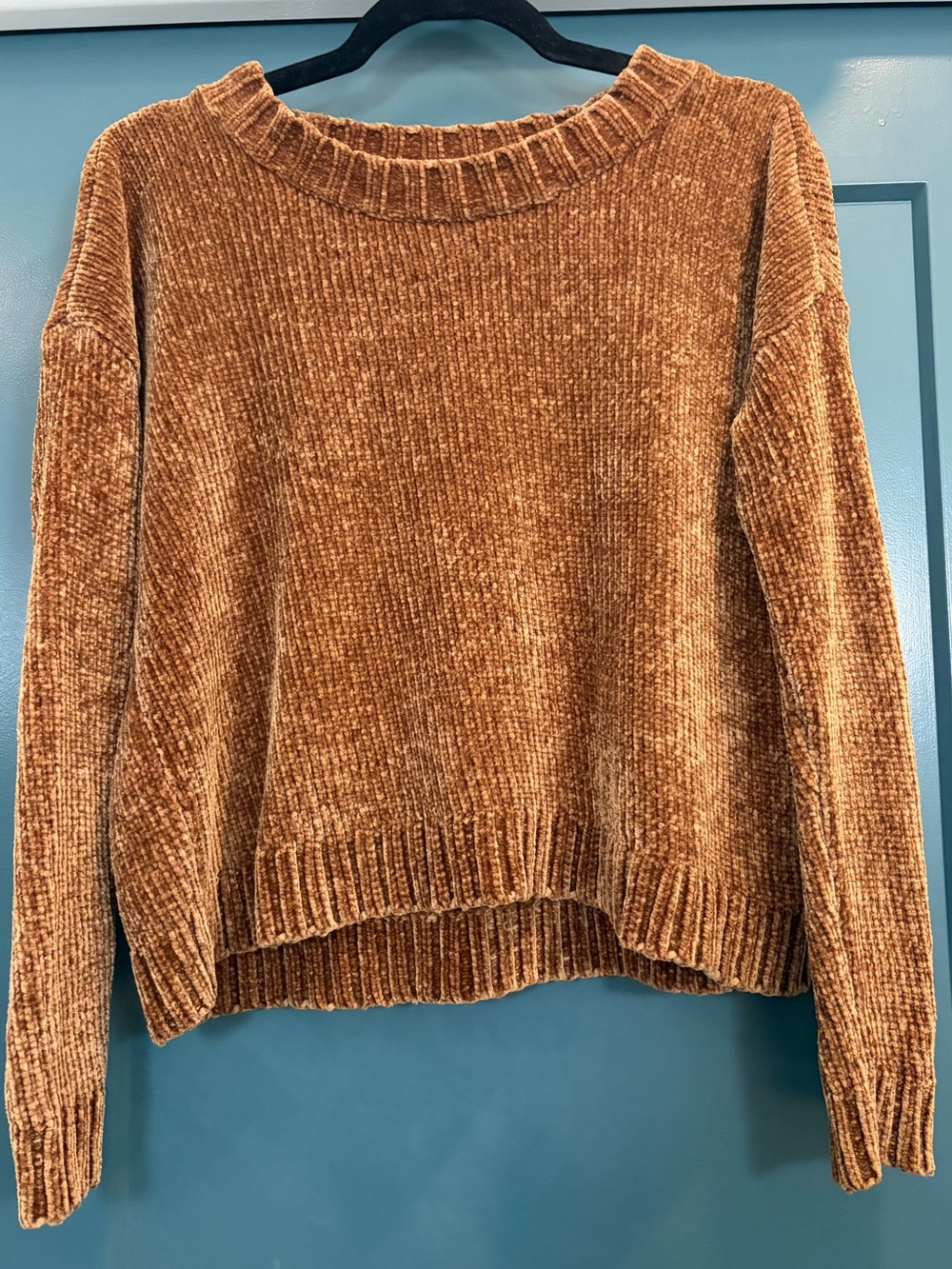 aerie Chenille Crewneck Sweater in Rust Brown